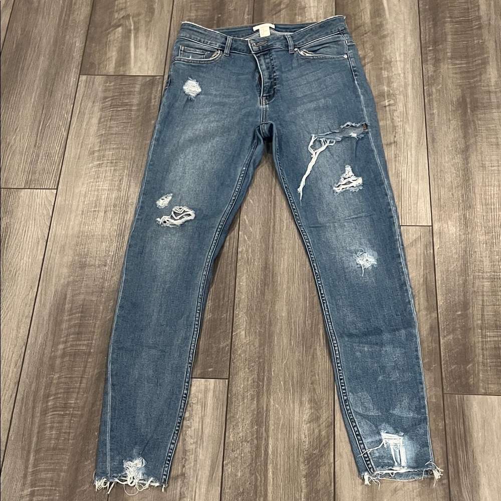 H&M Blue Distressed Skinny Jeans